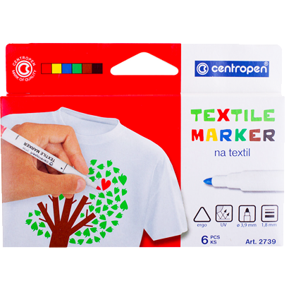 Набор маркеров для ткани Textile Marker Centropen 6 цветов