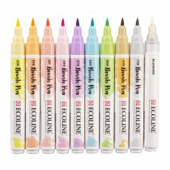Акварельные маркеры Ecoline Brush Pen в наборе 10 цветов "Пастельные"