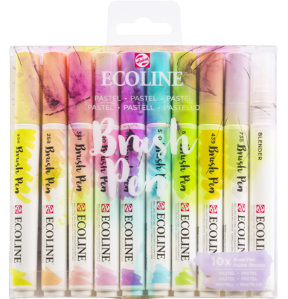 Акварельные маркеры Ecoline Brush Pen в наборе 10 цветов "Пастельные"