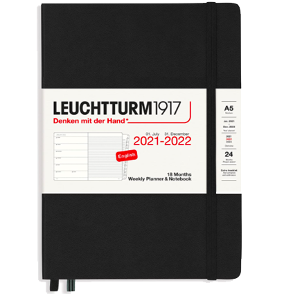 Блокнот-еженедельник Leuchtturm на 18 месяцев А5 2022 год черный