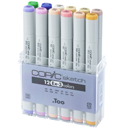 Набор маркеров COPIC SKETCH 12 EX-3 с кистью