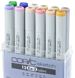 Набор маркеров COPIC SKETCH 12 EX-3 с кистью