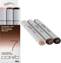 Набор маркеров COPIC SKETCH 3 Blending Trio 7 с кистью (коричневые)