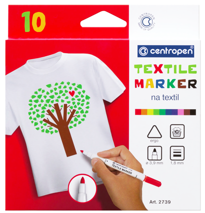 Набор маркеров для ткани Textile Marker Centropen 10 цветов