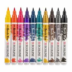 Акварельные маркеры Ecoline Brush Pen в наборе 10 цветов "Темные"
