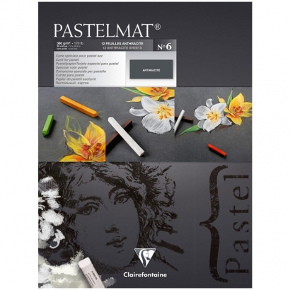 Бархатная бумага для пастели Pastelmat ClaireFontaine черная склейка А3 / 12 листов / 360 гм
