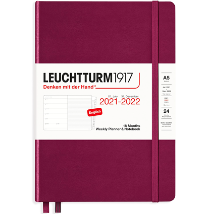 Блокнот-еженедельник Leuchtturm на 18 месяцев А5 2022 год винный