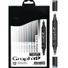 Набор маркеров для скетчей Graph'It Classic Neutral Greys 12 штук в пенале (нейтральные серые) купить в фирменном магазине товаров для рисования Проскетчинг с доставкой по РФ и СНГ