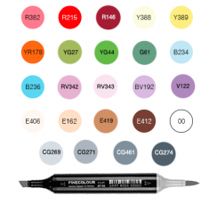 Набор маркеров Finecolour Brush JanelipArt "Десерты" 24 маркера для скетчинга от Жени Липатовой