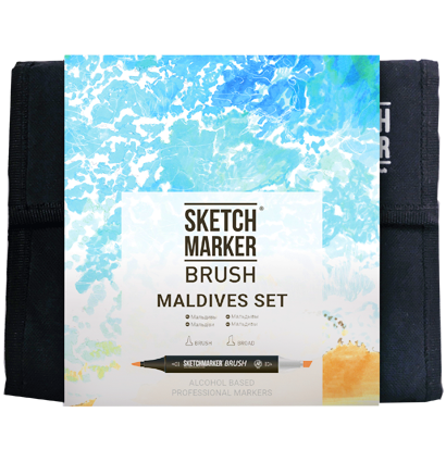 Набор маркеров Sketchmarker Brush / Скетчмаркер Браш "Maldives - Мальдивы" 36 цветов в сумке