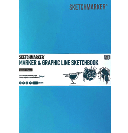 Скетчбук Sketchmarker Marker & Graphic Line универсальный бирюзовый с мягкой обложкой 17х25 см / 16 листов / 180 гм