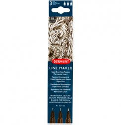 Набор черных линеров Derwent Line Maker 3 шт 0.1, 0.3, 0.5 мм