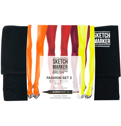 Набор маркеров Sketchmarker Brush / Скетчмаркер Браш "Дизайн одежды 2" 24 цвета в сумке 