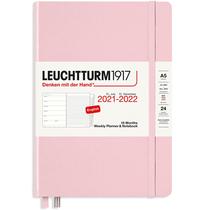 Блокнот-еженедельник Leuchtturm на 18 месяцев А5 2022 год розовый