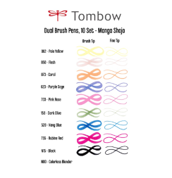 Набор брашпенов Tombow ABT Dual Brush Pen 10 Manga-2 Shojo (манга)