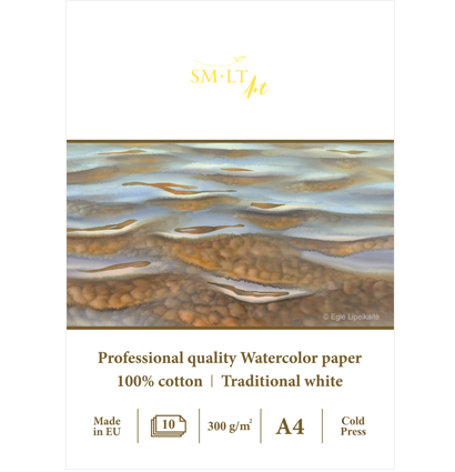 Альбом для акварели SMLT Watercolor Pro из хлопковой бумаги А4 / 10 листов / 300 гм