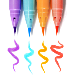 Набор японских маркеров с кистью ZIG Clean Color Real Brush 6 цветов