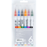 Набор японских маркеров с кистью ZIG Clean Color Real Brush 6 цветов купить в художественном магазине Скетчинг ПРО с доставкой по РФ и СНГ