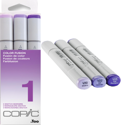 Набор маркеров COPIC SKETCH 3 Fusion 1 с кистью (фиолетовые)