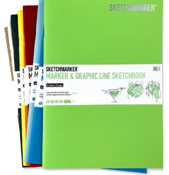 Скетчбук Sketchmarker Marker & Graphic Line универсальный лайм с мягкой обложкой 17х25 см / 16 листов / 180 гм