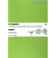 Скетчбук Sketchmarker Marker & Graphic Line универсальный лайм с мягкой обложкой 17х25 см / 16 листов / 180 гм