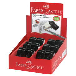 Ластик белый с пластиковым держателем Faber-Castell Sleeve Mini для карандашей, чёрный