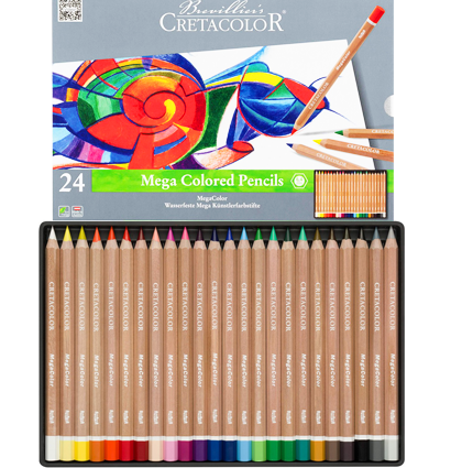 Цветные карандаши Cretacolor Megacolor 24 цвета набор в пенале