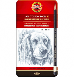 Набор карандашей чернографитых Koh-I-Noor Toison D'or 12 штук 8H-2H в пенале