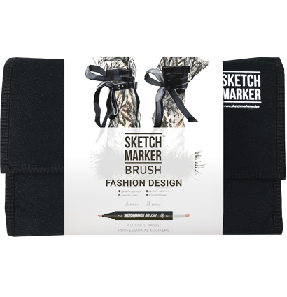 Набор маркеров Sketchmarker Brush / Скетчмаркер Браш "Fashion Design - Дизайн одежды" 24 цвета в сумке
