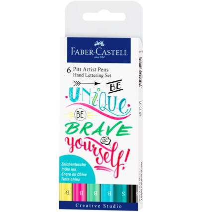 Набор линеров и брашпенов для леттеринга "Базовый" Faber-Castell Pitt Artist Pen 6 цветов