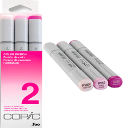 Набор маркеров COPIC SKETCH 3 Fusion 2 с кистью (розовые)