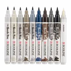 Акварельные маркеры Ecoline Brush Pen в наборе 10 цветов "Серые"