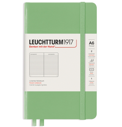 Записная книжка Leuchtturm «Pocket» A6 в линейку пастельный зеленый 187 стр.
