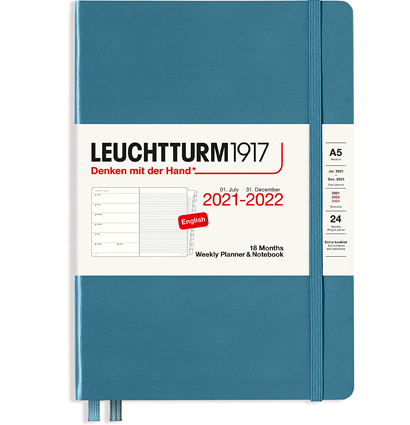 Блокнот-еженедельник Leuchtturm на 18 месяцев А5 2022 год голубой камень