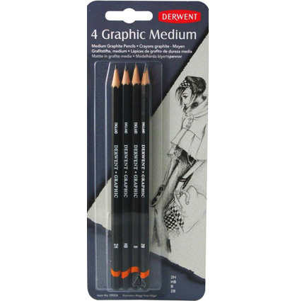 Набор чернографитных карандашей Derwent Graphic 4 Medium в блистере