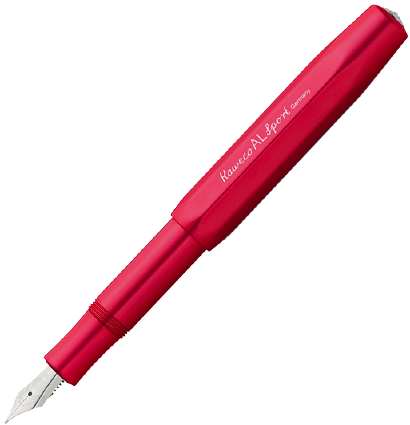 Перьевая ручка Kaweco Al Sport красная в алюминиевом корпусе с синим картриджем, подарочная упаковка