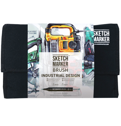 Набор маркеров Sketchmarker Brush / Скетчмаркер Браш "Industrial Design - Промышленный дизайн" 24 цвета в сумке