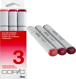 Набор маркеров COPIC SKETCH 3 Fusion 3 с кистью (красные)