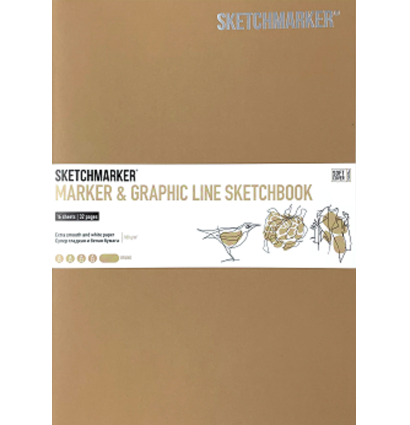 Скетчбук Sketchmarker Marker & Graphic Line универсальный коричневый с мягкой обложкой 17х25 см / 16 листов / 180 гм