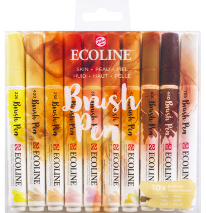 Акварельные маркеры Ecoline Brush Pen в наборе 10 цветов "Оттенки кожи"
