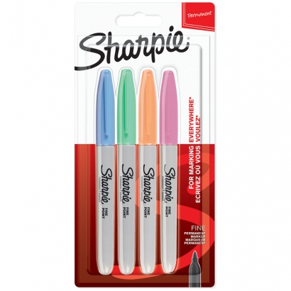 Набор перманентных маркеров Sharpie "Fine", 4 цв., пастельн., пулевидный, 1мм, блистер
