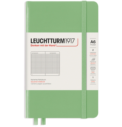 Записная книжка Leuchtturm «Pocket» A6 в клетку пастельный зеленый 187 стр.