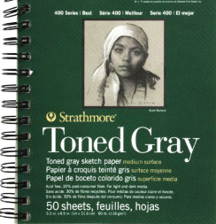 Альбом для графики Strathmore 400 Series Toned Gray с серой бумагой 22.9 х 30.5 см / 50 листов / 118 гм