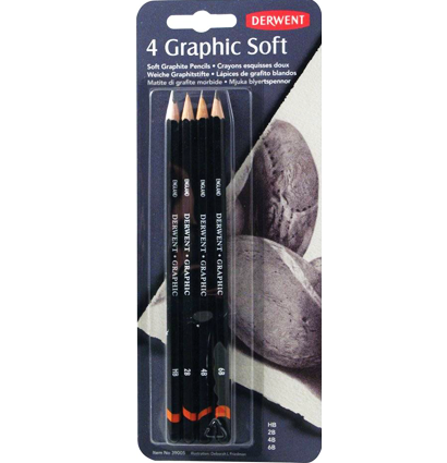 Набор чернографитных карандашей Derwent Graphic 4 Soft в блистере