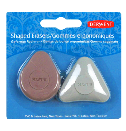 Набор ластиков Derwent Shaped Erasers 2 штуки из каучука в удобной форме