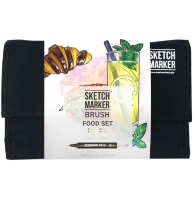 Набор 24 маркера Sketchmarker Brush Pro "Еда" в пенале