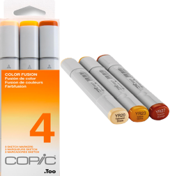 Набор маркеров COPIC SKETCH 3 Fusion 4 с кистью (оранжевые)