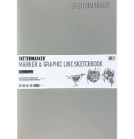 Скетчбук Sketchmarker Marker & Graphic Line универсальный жемчужный с мягкой обложкой 17х25 см / 16 листов / 180 гм