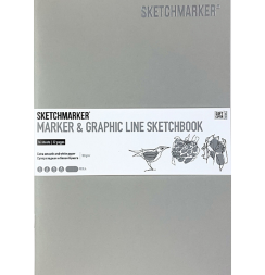 Скетчбук Sketchmarker Marker & Graphic Line универсальный жемчужный с мягкой обложкой 17х25 см / 16 листов / 180 гм