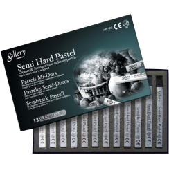 Пастель Mungyo Gallery Semi-Hard Pastel сухая полутвёрдая 12 цветов профессиональная (серые)